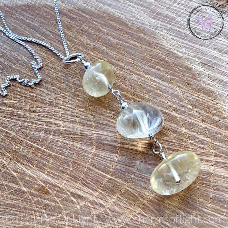 Citrine Chip Silver Pendant Necklace